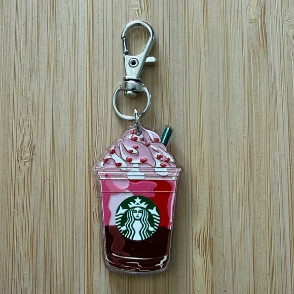 5 piece Starbucks Inspired Colorful Frappuccino Keychain Collection - Picture 4 of 9